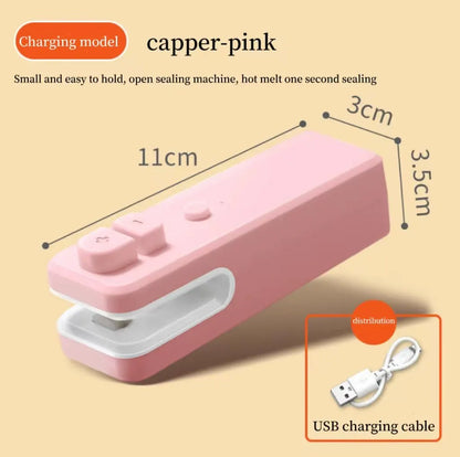 2 In 1 Mini Heat Sealer Portable Handheld Sealing Vacuum Machine USB Charging Food Snack Plastic Storage Bag Sealer Packing Bag